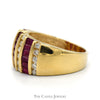 Baguette Ruby and Round Diamond Cluster Band in 14k Yellow Gold - Thumbnail 3