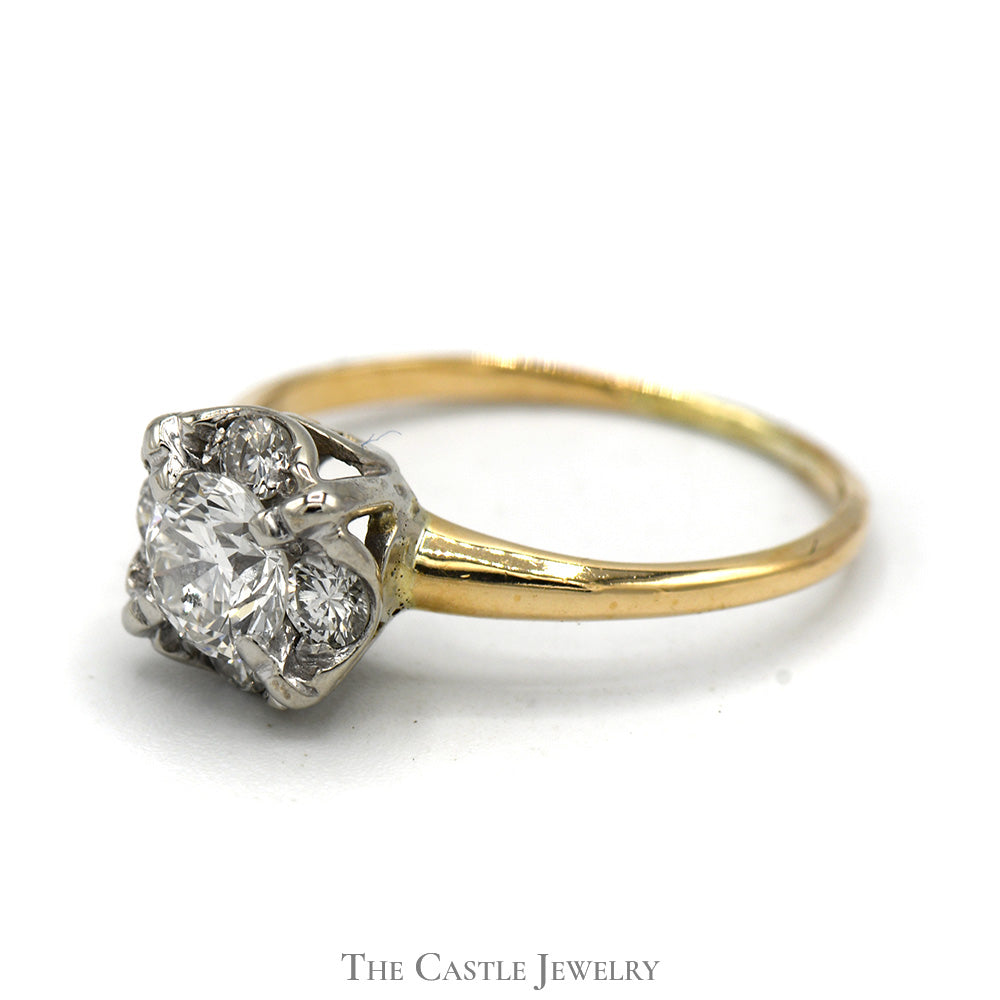 3/4cttw Diamond Cluster Ring in 14k Yellow Gold