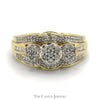 1/2cttw Triple Flower Shaped Diamond Cluster Ring with Accents in 10k Yellow Gold - Thumbnail 1