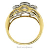 1/2cttw Triple Flower Shaped Diamond Cluster Ring with Accents in 10k Yellow Gold - Thumbnail 2