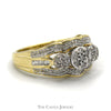 1/2cttw Triple Flower Shaped Diamond Cluster Ring with Accents in 10k Yellow Gold - Thumbnail 3
