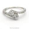 3/4cttw Double Diamond Bypass Ring with Round Diamond Accents in 14k White Gold - Thumbnail 1