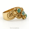 Triple Round Cabochon Jade Ring with Twisted Rope Design in 14k Yellow Gold - Thumbnail 3