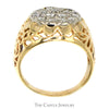 1cttw Kentucky Diamond Cluster Ring in 14k Yellow Gold Filigree Mounting - Thumbnail 2
