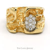 1/4cttw Oval Shaped Diamond Cluster Ring in Open Nugget Designed 14k Yellow Gold Mounting - Thumbnail 1
