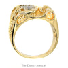 1/4cttw Oval Shaped Diamond Cluster Ring in Open Nugget Designed 14k Yellow Gold Mounting - Thumbnail 2