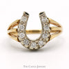 1/4cttw Diamond Horseshoe Ring in 10k Yellow Gold Split Shank Setting - Thumbnail 1