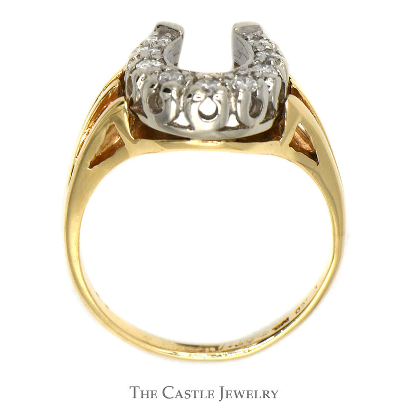 1/4cttw Diamond Horseshoe Ring in 10k Yellow Gold Split Shank Setting