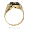 Black Onyx "E" Initial Designed Ring in 10k Yellow Gold - Thumbnail 2