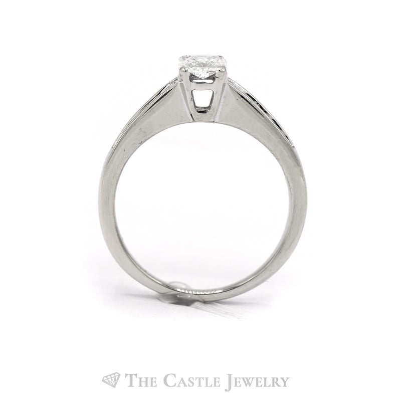 1CTTW Four Trillion Cut Center Stones with Channel Set Accents Engagement Ring in 14KT White Gold