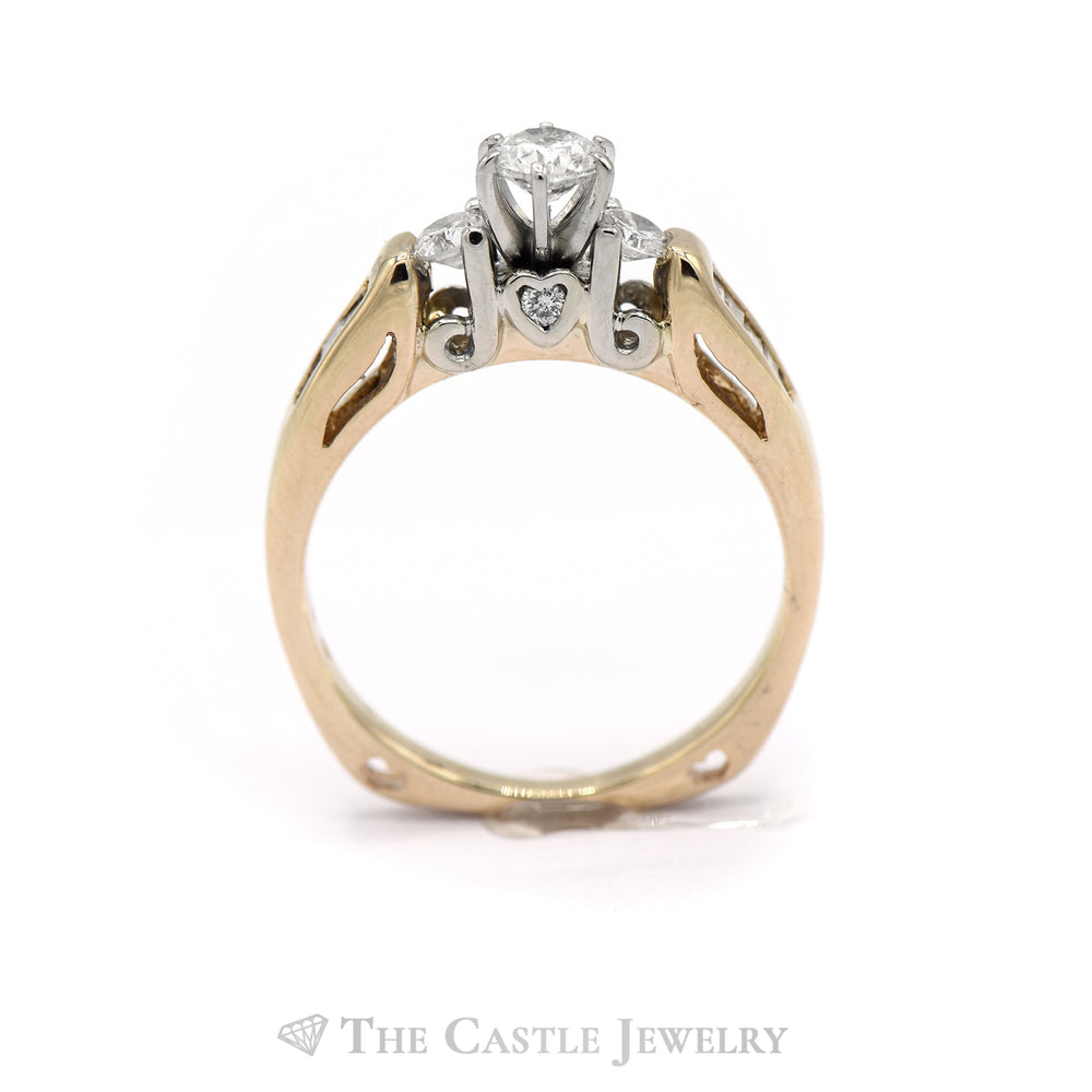 1/2 Carat Engagement Ring with Hidden Heart Diamond Detail in 14KT Yellow Gold