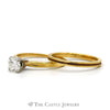 Round Brilliant Cut Diamond Ridged Engagement Ring and Wedding Band Bridal Set in 18k Yellow Gold - Thumbnail 3