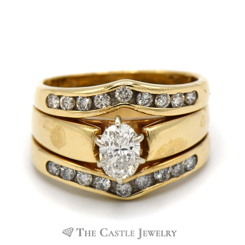 1cttw Oval Cut Diamond Solitaire Engagment Ring and Channel Set