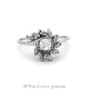 Old European Cut Flower Ring with Round Diamond Accents in 14KT White Gold - Thumbnail 1