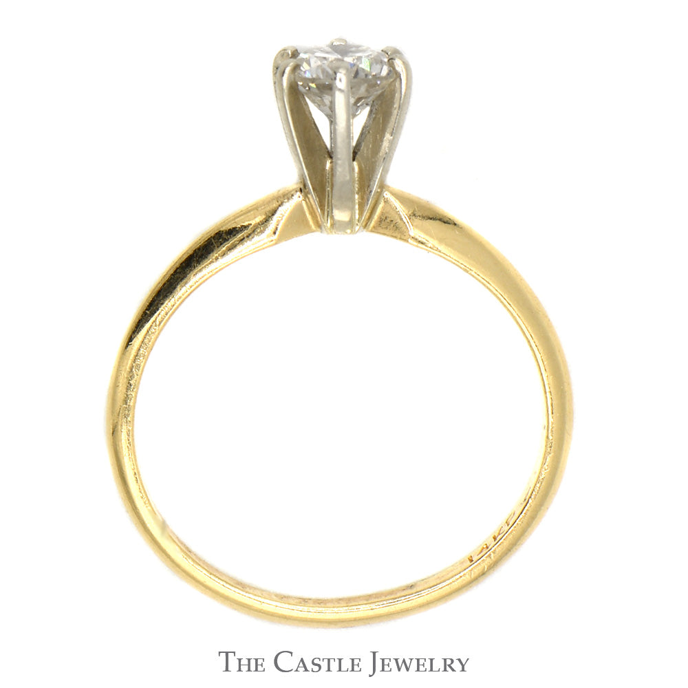 1/2ct Round Diamond Solitaire Engagement Ring in 14k Yellow Gold 6 Prong Tiffany Mounting