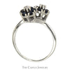 Double Sapphire Flower Cluster Ring with Diamond Accents in 14k White Gold - Thumbnail 2