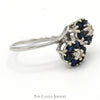 Double Sapphire Flower Cluster Ring with Diamond Accents in 14k White Gold - Thumbnail 3