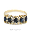 5 Marquise Sapphire Band with Diamond Accents in 14k Yellow Gold - Thumbnail 1