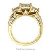 Triple Diamond Cluster Engagement Ring with Diamond Accents in 10k Yellow Gold - Thumbnail 2