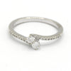 True Love/Best Friend Double Diamond Bypass Ring with Diamond Accents in 14k White Gold - Thumbnail 1