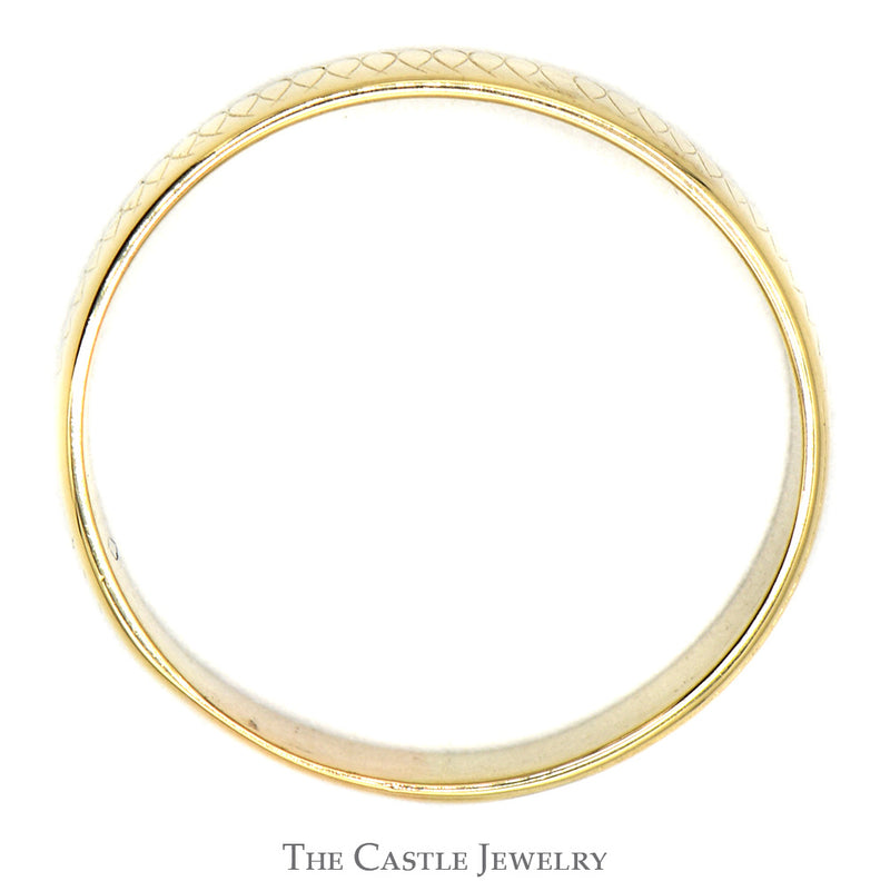 Men's 14K Yellow Gold Etched Curves Designed Band - Size 13.5