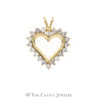 .75CTTW Round Diamond Heart Shaped Pendant in 14KT Yellow Gold - Thumbnail 1