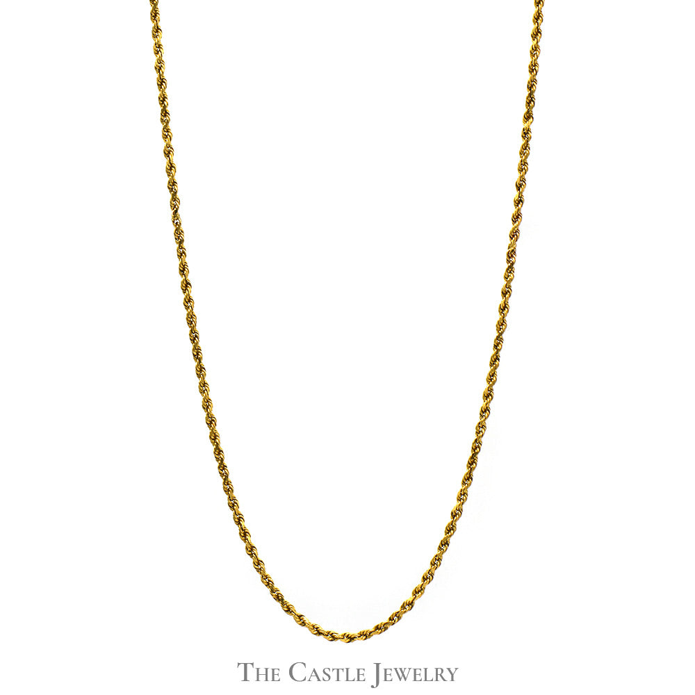 21 Inch 14k Yellow Gold 2mm Rope Chain with Barrel Clasp