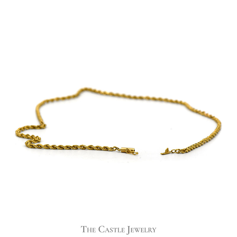 21 Inch 14k Yellow Gold 2mm Rope Chain with Barrel Clasp