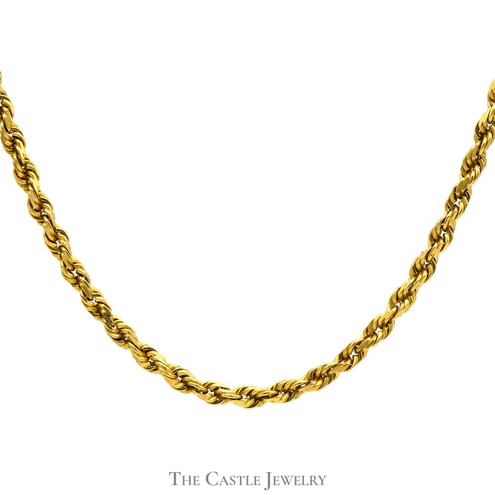 21 Inch 14k Yellow Gold 2mm Rope Chain with Barrel Clasp