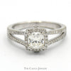 Moissanite Solitaire Engagement Ring with Diamond Accented Split Shank Sides in 14k White Gold - Thumbnail 1