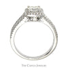Moissanite Solitaire Engagement Ring with Diamond Accented Split Shank Sides in 14k White Gold - Thumbnail 2
