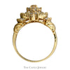 Marquise Shaped Round and Baguette Diamond Cluster Ring in 10k Yellow Gold - Thumbnail 2