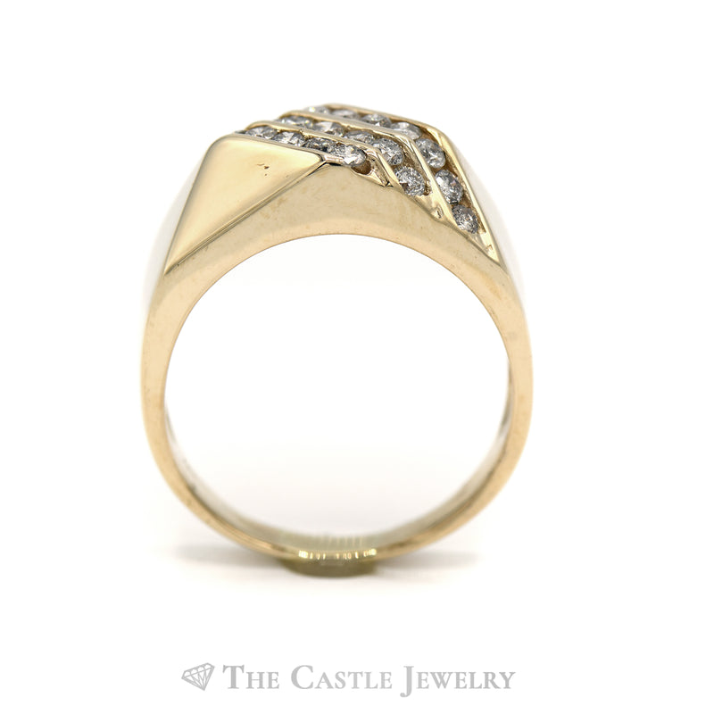 .75CTTW Diagonal Row Channel Set Diamond in 14KT Yellow Gold