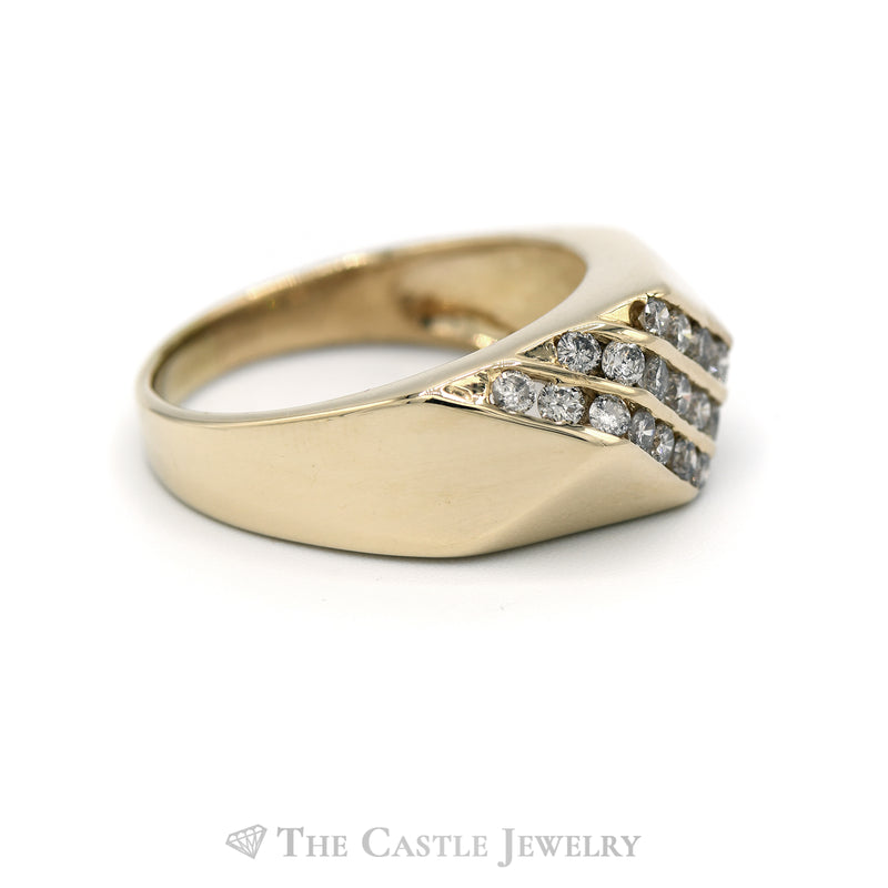 .75CTTW Diagonal Row Channel Set Diamond in 14KT Yellow Gold