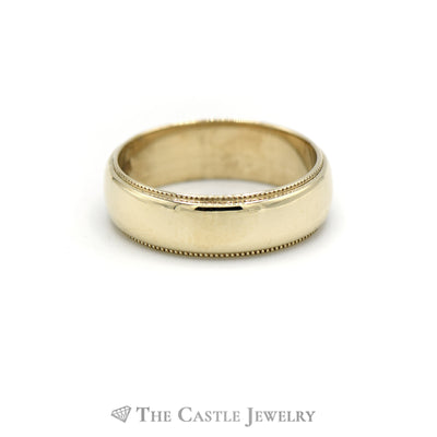 5.5mm 14k Yellow Gold Wedding Band with Beaded Edges