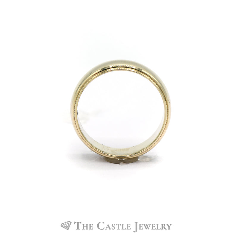 5.5mm 14k Yellow Gold Wedding Band with Beaded Edges