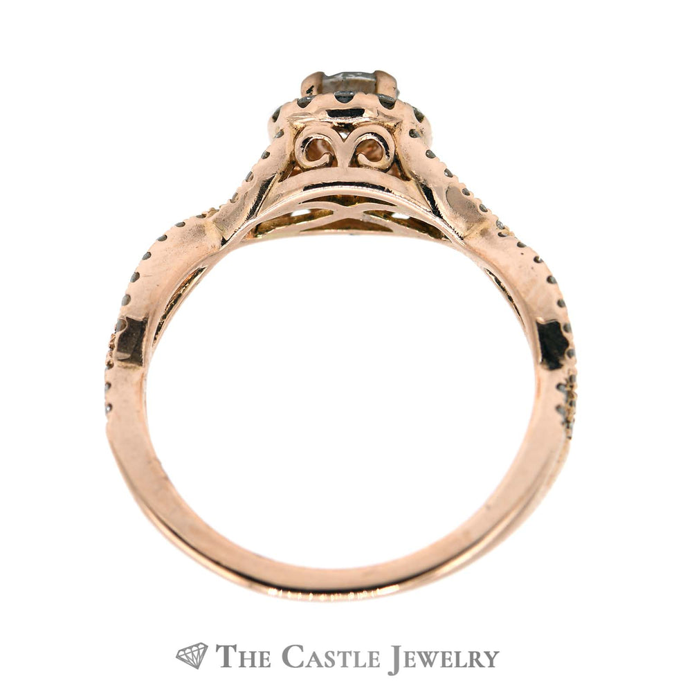 .65cttw Round Diamond Bridal Set with Twisted Diamond Accented Sides in 14k Rose Gold