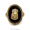 Onyx Shield Ring with Detailed Open Designed 10k Yellow Gold Mounting - Thumbnail 1
