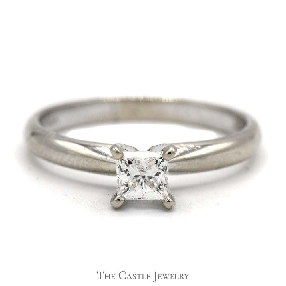 Princess Cut Diamond Solitaire Engagement Ring in 14k White Gold