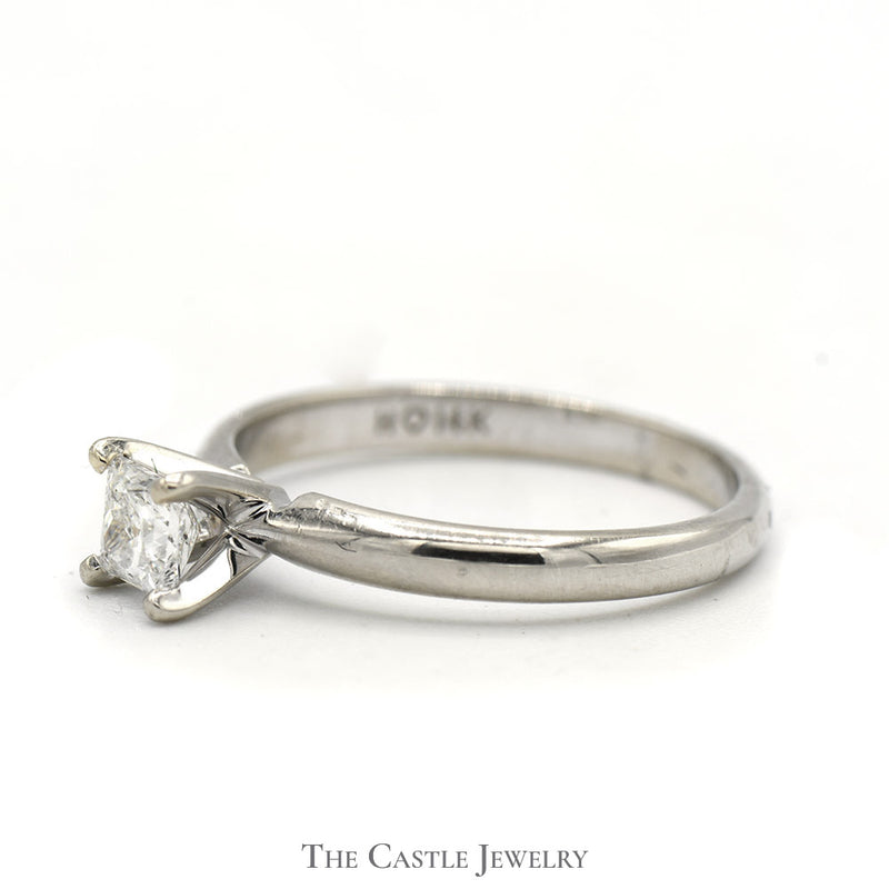 Princess Cut Diamond Solitaire Engagement Ring in 14k White Gold