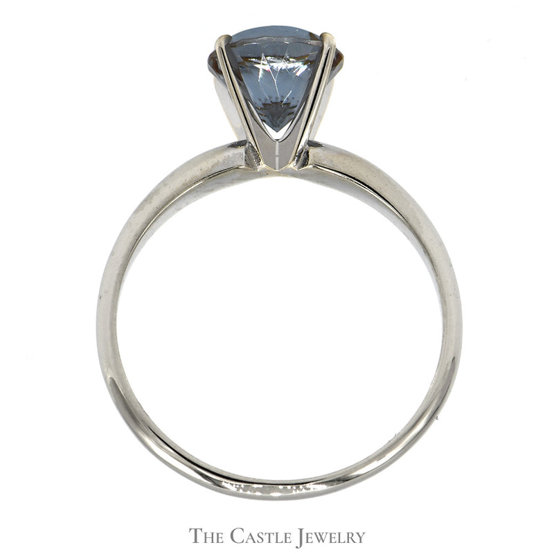 Round Mystic Topaz Solitaire Ring in 4 Prong 14k White Gold Setting
