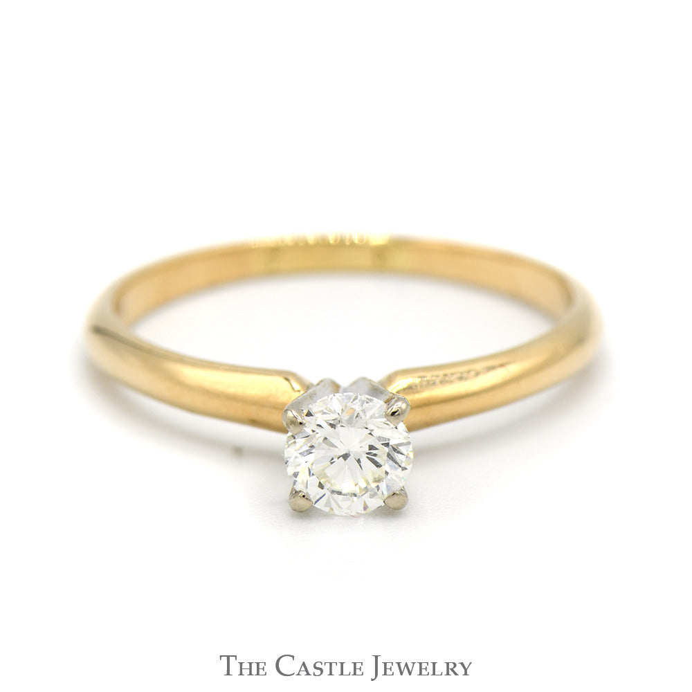 1/2ct Round Diamond Solitaire Engagement Ring in 14k Yellow Gold