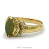 Marquise Shaped Jade Ring with Channel Set Diamond Accents in 14k Yellow Gold - Thumbnail 3