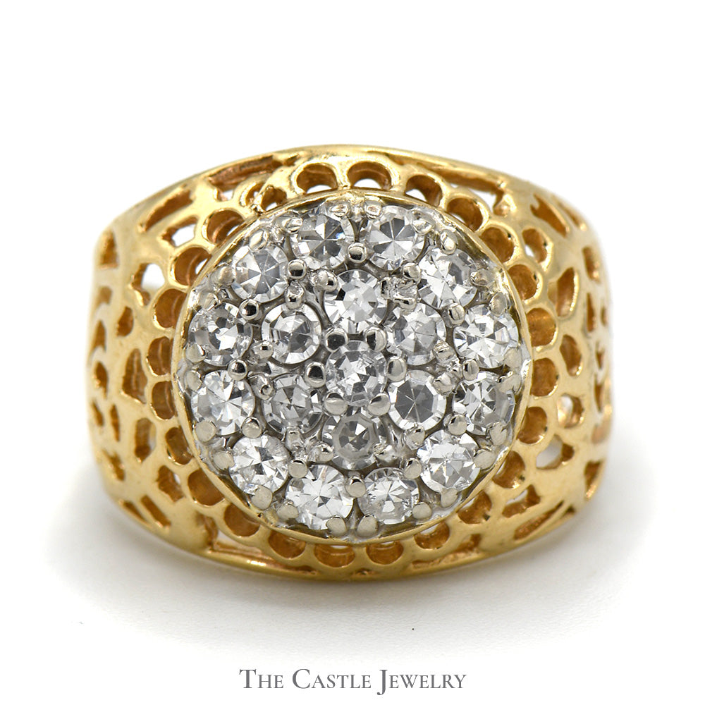 3/4cttw Kentucky Diamond Cluster Ring in 10k Yellow Gold