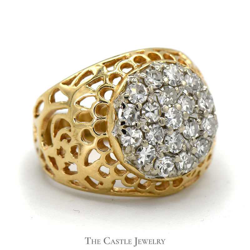 3/4cttw Kentucky Diamond Cluster Ring in 10k Yellow Gold