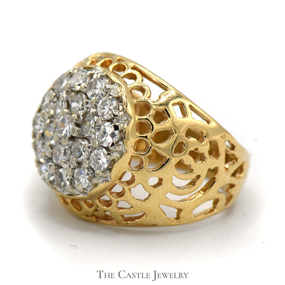 3/4cttw Kentucky Diamond Cluster Ring in 10k Yellow Gold
