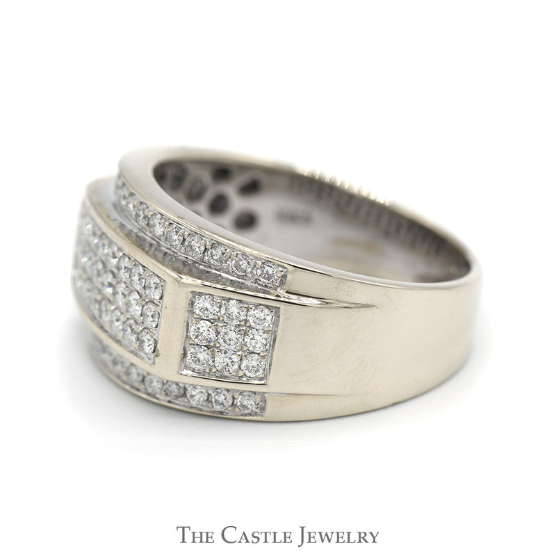 Men's Rectangular 1cttw Diamond Cluster Band in 10k White Gold