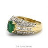 Oval Emerald Ring with Channel Set Baguette and Pave Round Diamond Accents in 14k Yellow Gold - Thumbnail 3