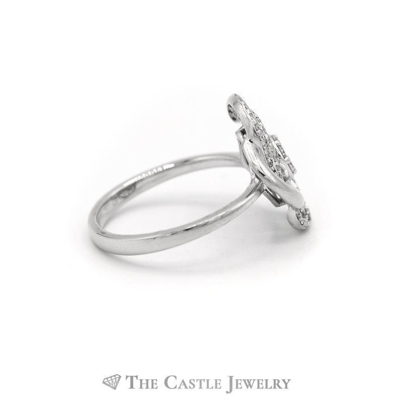 .25CTTW Swirl Design Diamond Cluster Ring in 14KT White Gold