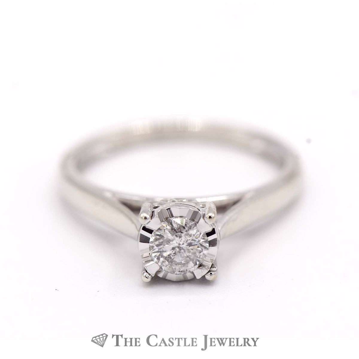 .33ct Round Illusion Set Diamond Solitaire with Surprise Diamond in 10k White Gold